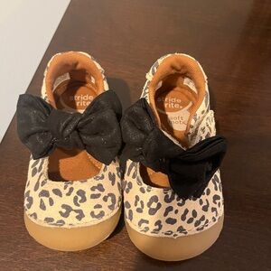 Stride Rite Leopard Print Kids Shoes with Black Bow